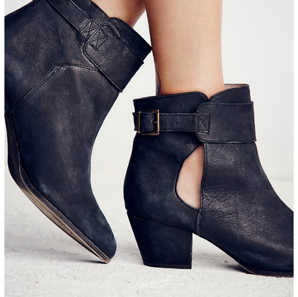Free people belleville black leather ankle boot 39